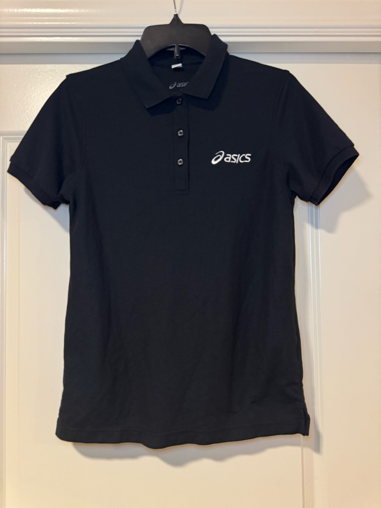 Asics Black Polo With White Logo Size Small